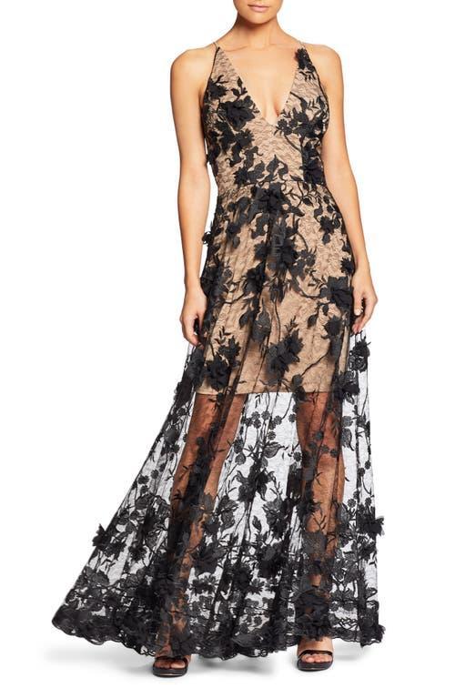 Dress the Population Sidney Deep V-Neck 3D Lace Gown Product Image