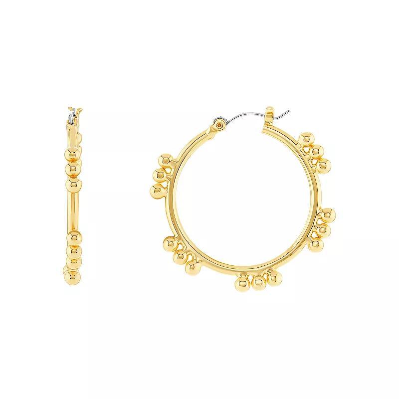 Emberly Polished Beaded Hoop Earrings, Womens, Yellow Product Image