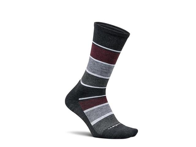 Feetures Men's Max Cushion Crew (Relaxed Stripe Charcoal) Men's Crew Cut Socks Shoes Product Image