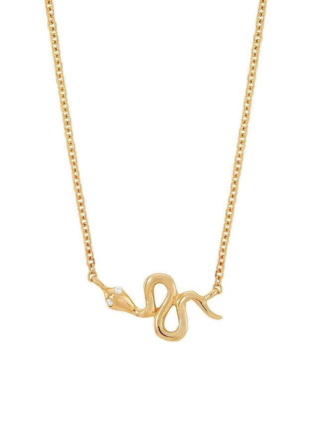 Womens 14K Yellow Gold & 0.05 TCW Diamond Snake Pendant Necklace Product Image