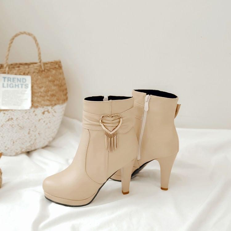 High Heel Heart Buckle Short Boots Product Image