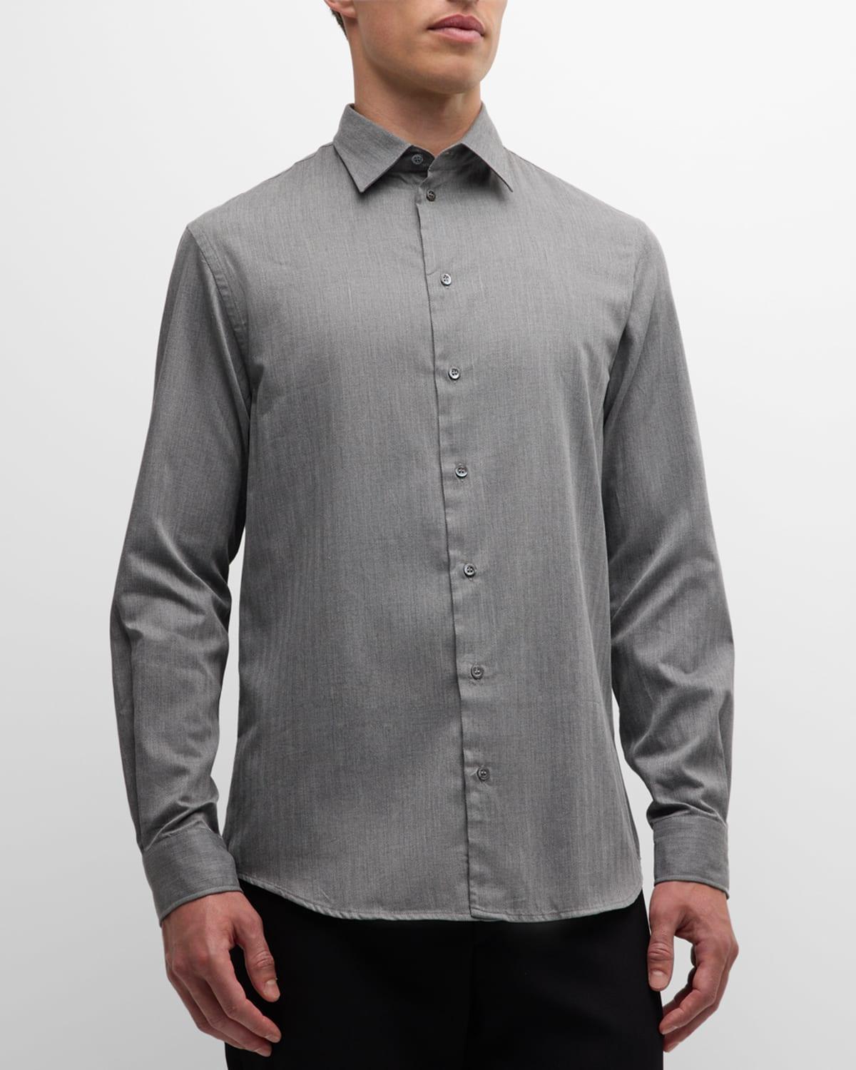 Mens Herringbone Button-Up Shirt Product Image