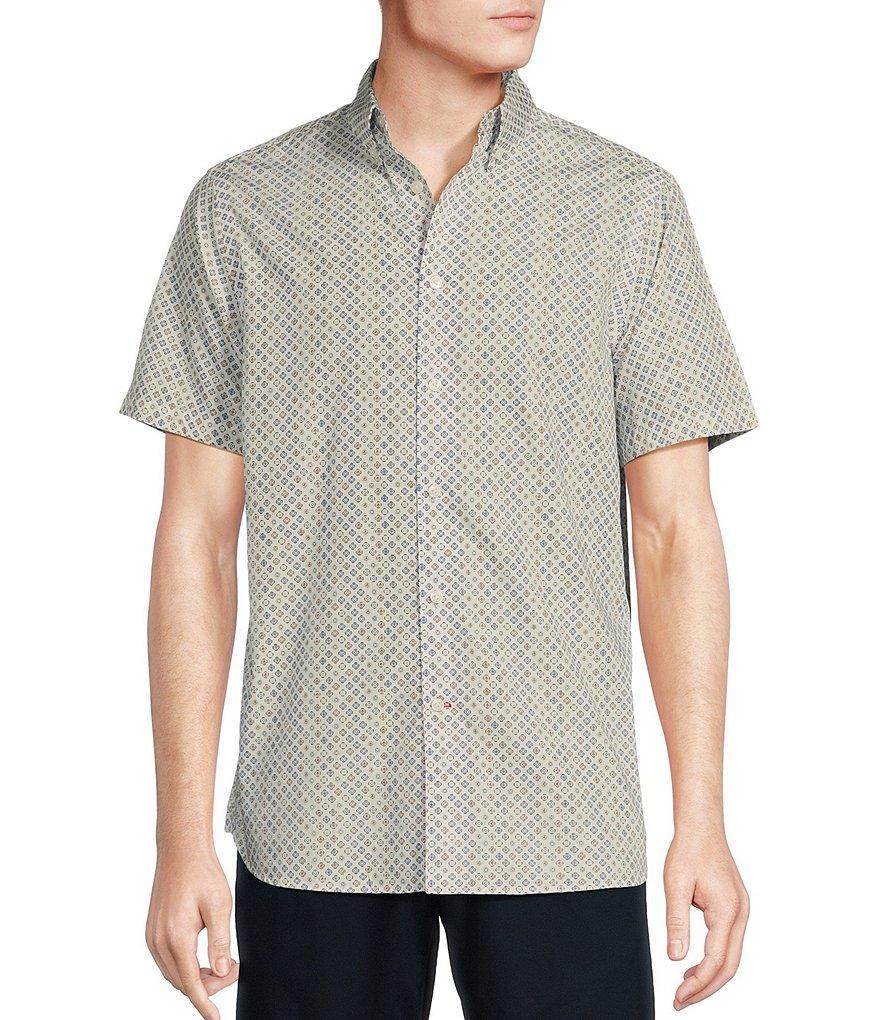 Cremieux Blue Label Geometric Print Cotton Poplin Short Sleeve Woven Shirt Product Image