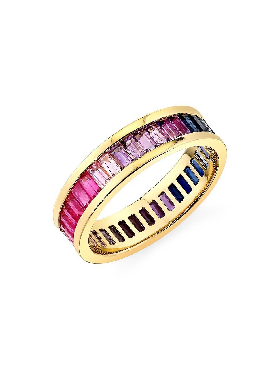 14K Gold and Gemstone Channel-Set Baguette Eternity Ring Product Image