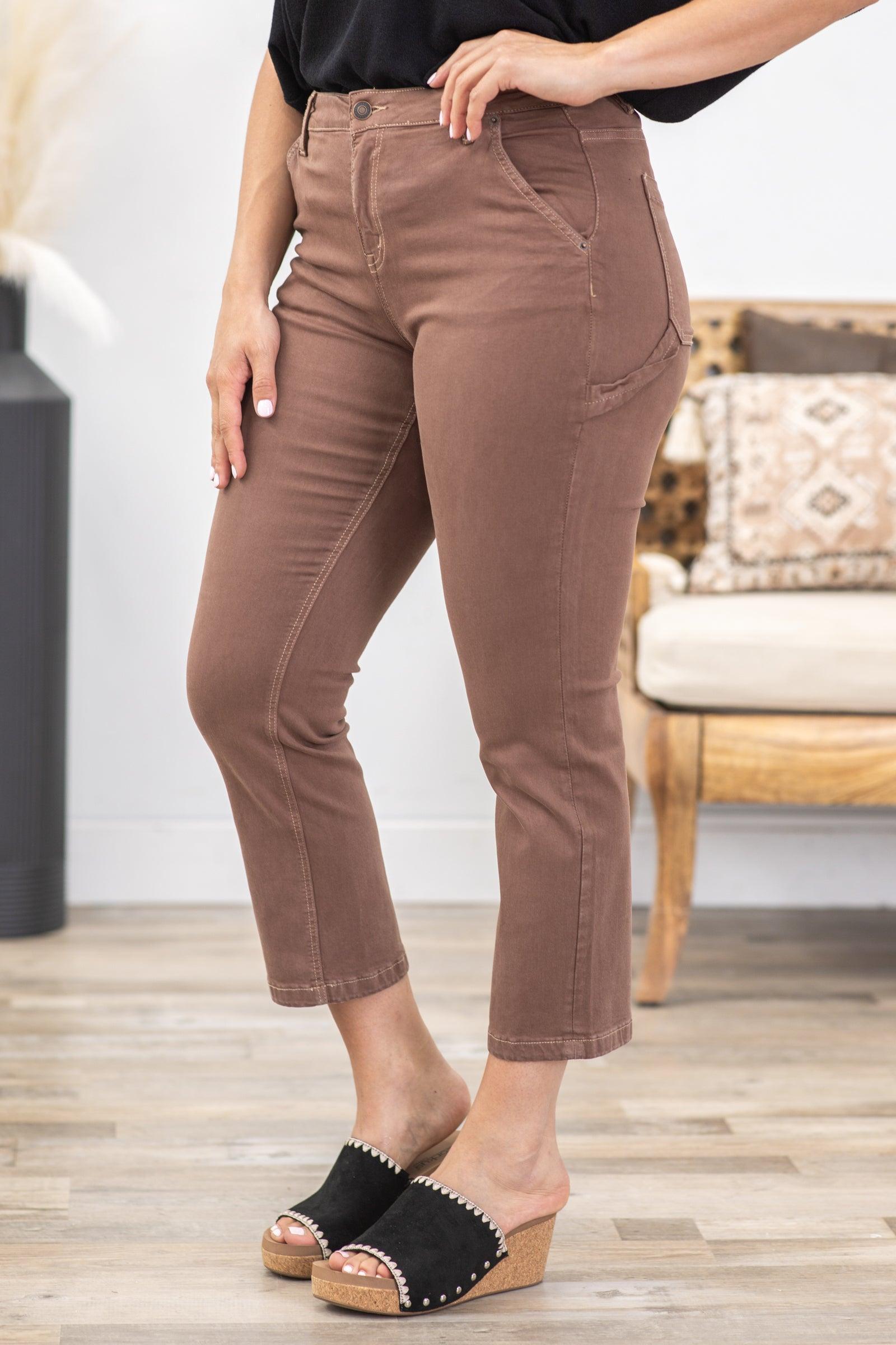 Mica Dark Mocha Utility Straight Crop Jean Product Image