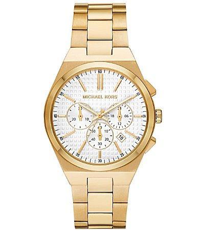 Michael Kors Mens Lennox Quartz Chronograph Gold-Tone Stainless Steel Watch 40mm Product Image