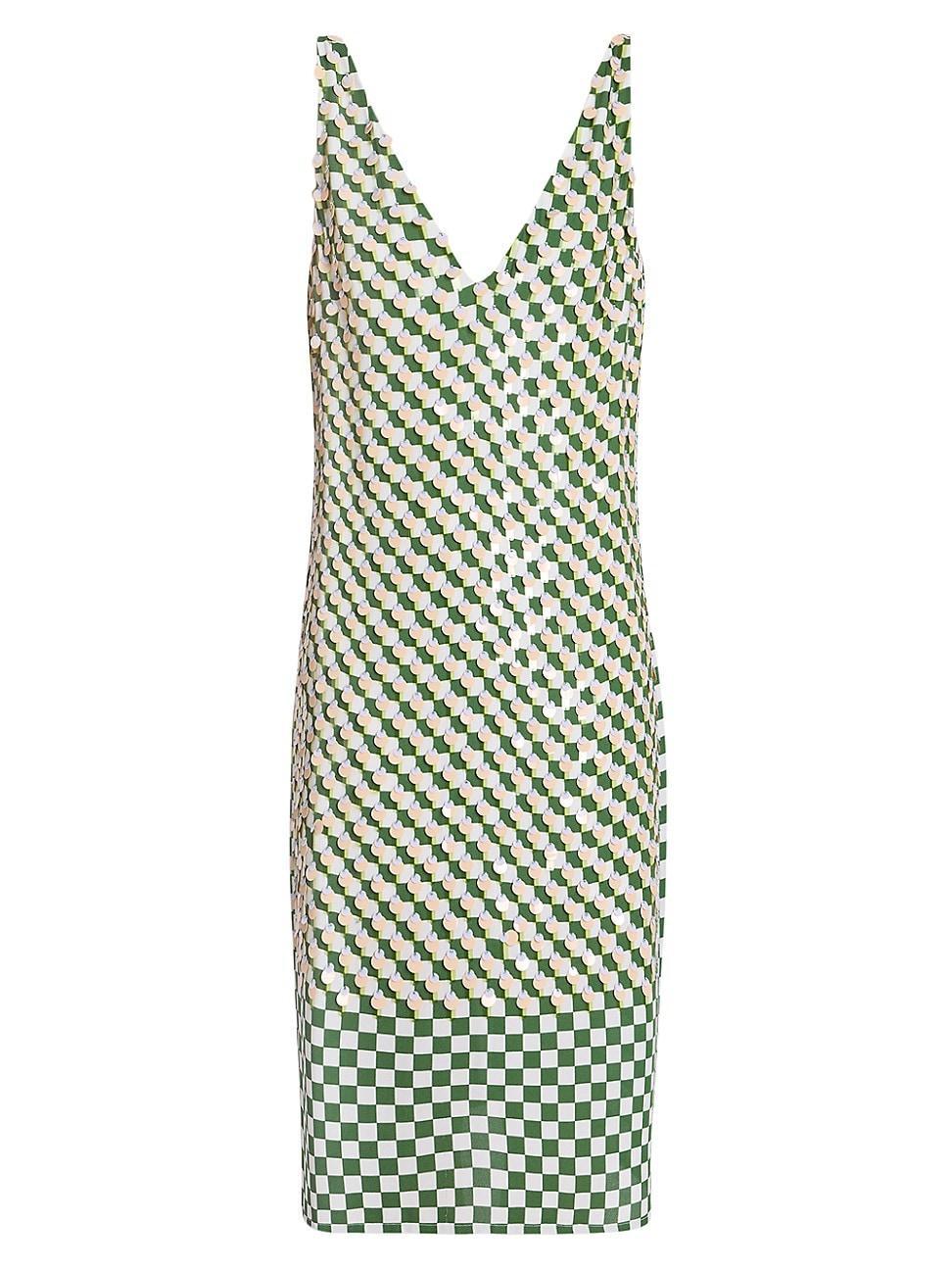 Womens Debbie Paillette-Embellished Check Midi-Dress product image