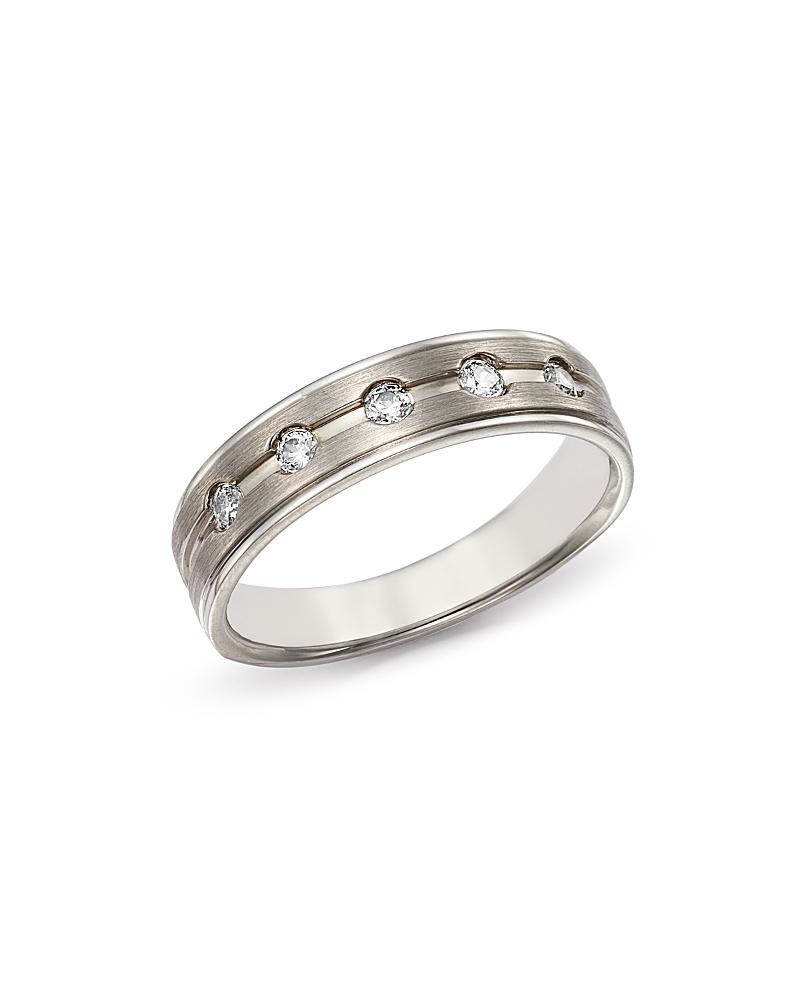 Bloomingdales Fine Collection Mens Diamond Five-Stone Band in Brushed 14K White Gold, 0.20 ct. t. w. - Exclusive Product Image