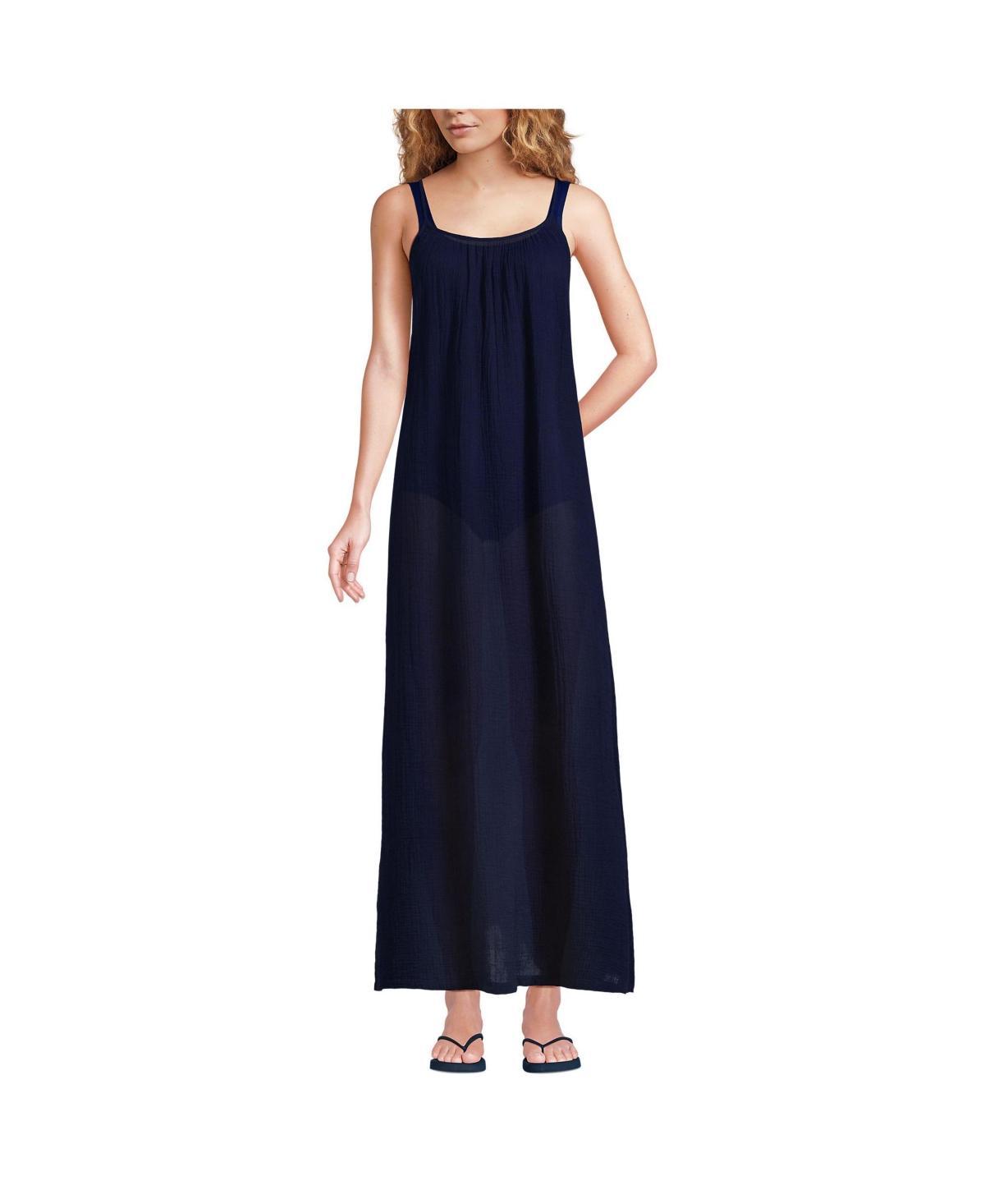 Lands End Womens Cotton Gauze Scoop Neck Swim Cover-up Maxi Dress Product Image