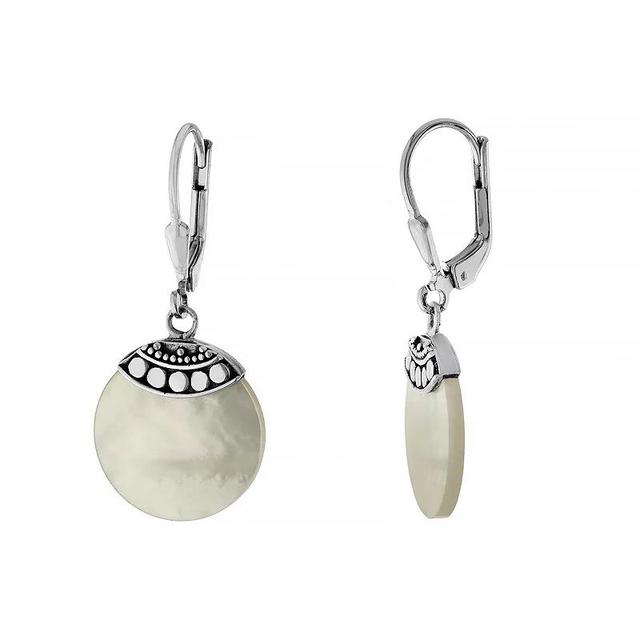 Athra NJ Inc Sterling Silver Oxidized Mother Of Pearl Earrings, Womens Product Image