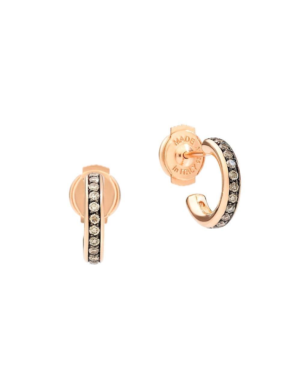 Womens Iconica 18K Rose Gold & Brown Diamond Small Hoop Earrings Product Image