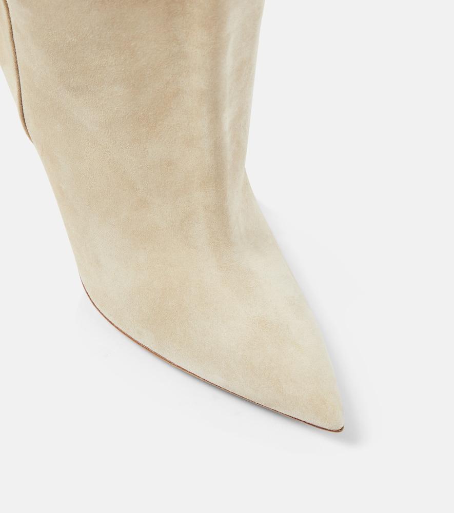 KHAITE River Suede Knee Boots In Beige Product Image