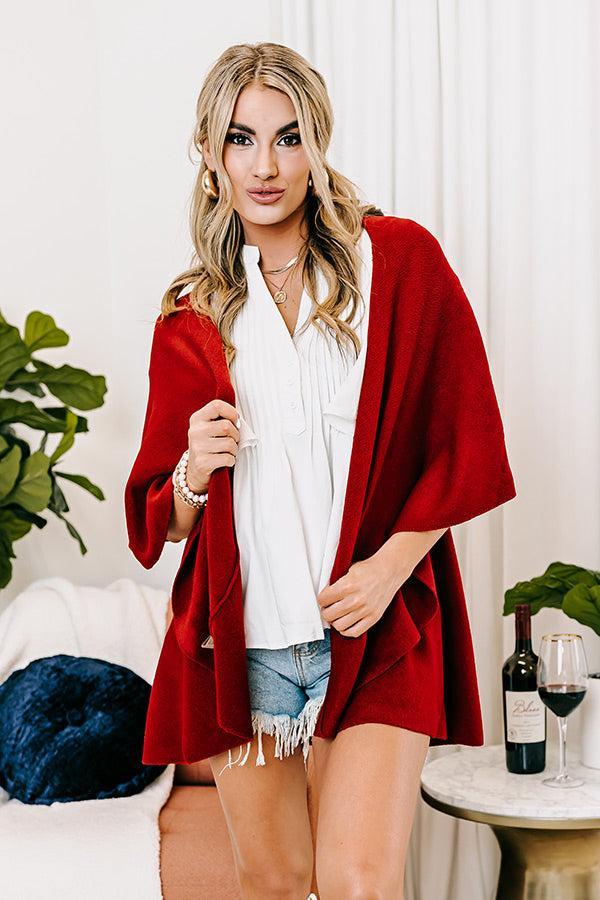 Chic In The Moment Poncho In Red Product Image