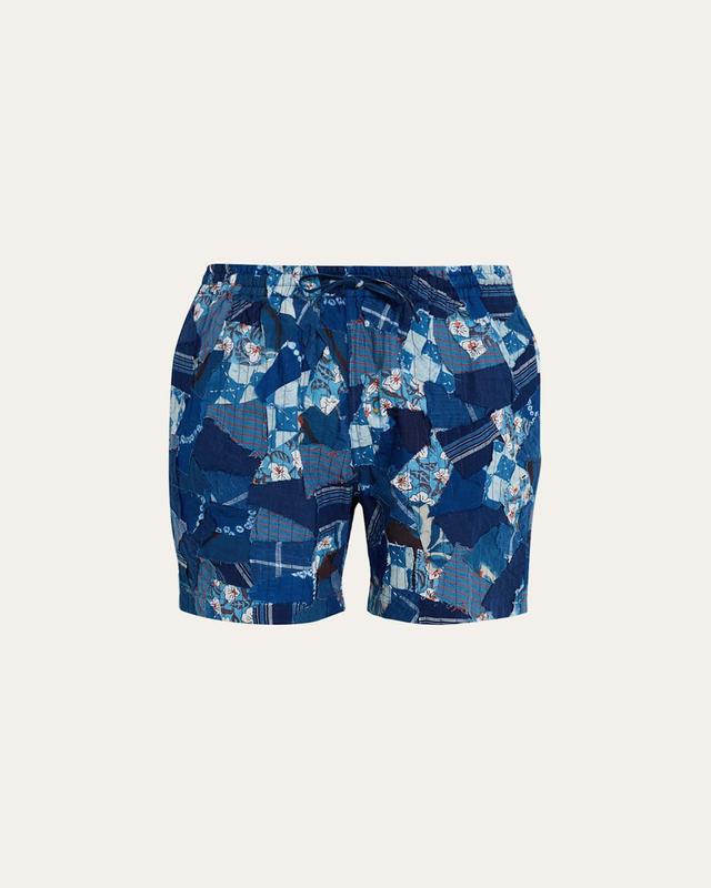 Mens Patchwork Drawstring Shorts Product Image