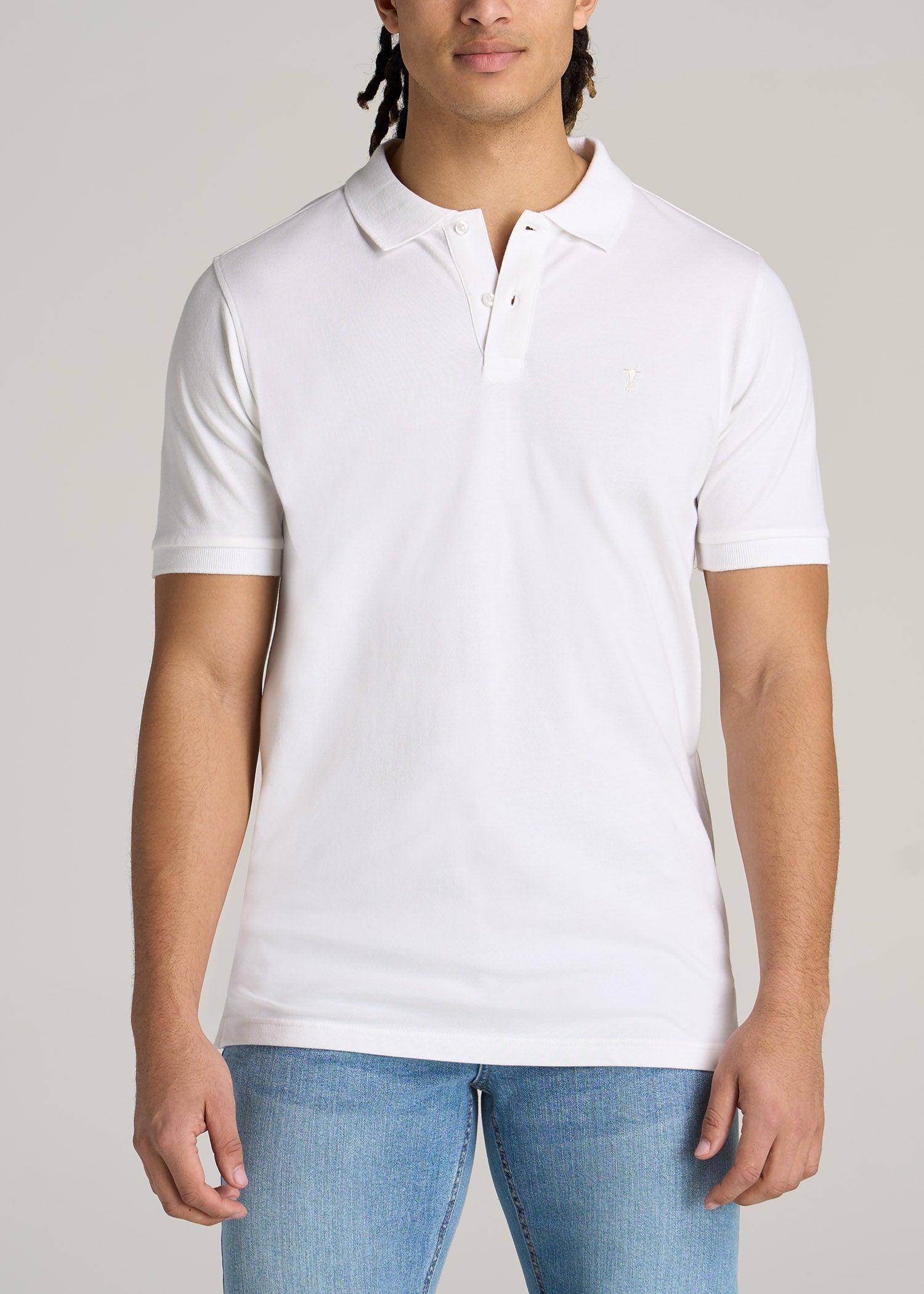 Men's Tall Classic Polo with Embroidered Logo in Bright White Product Image