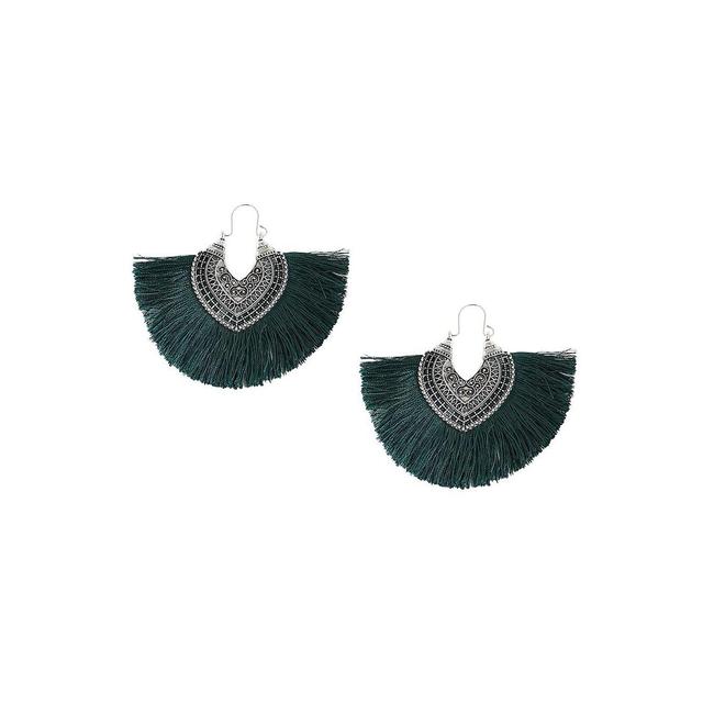 Sohi Womens Tassel Hoop Earrings Product Image