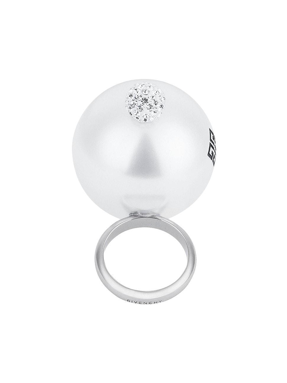 Womens 4G Pearl Ring with Crystals Product Image