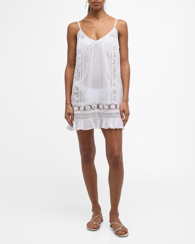 Ramy Brook Laylah Broderie Anglaise Trim Cotton Cover-Up Minidress Product Image