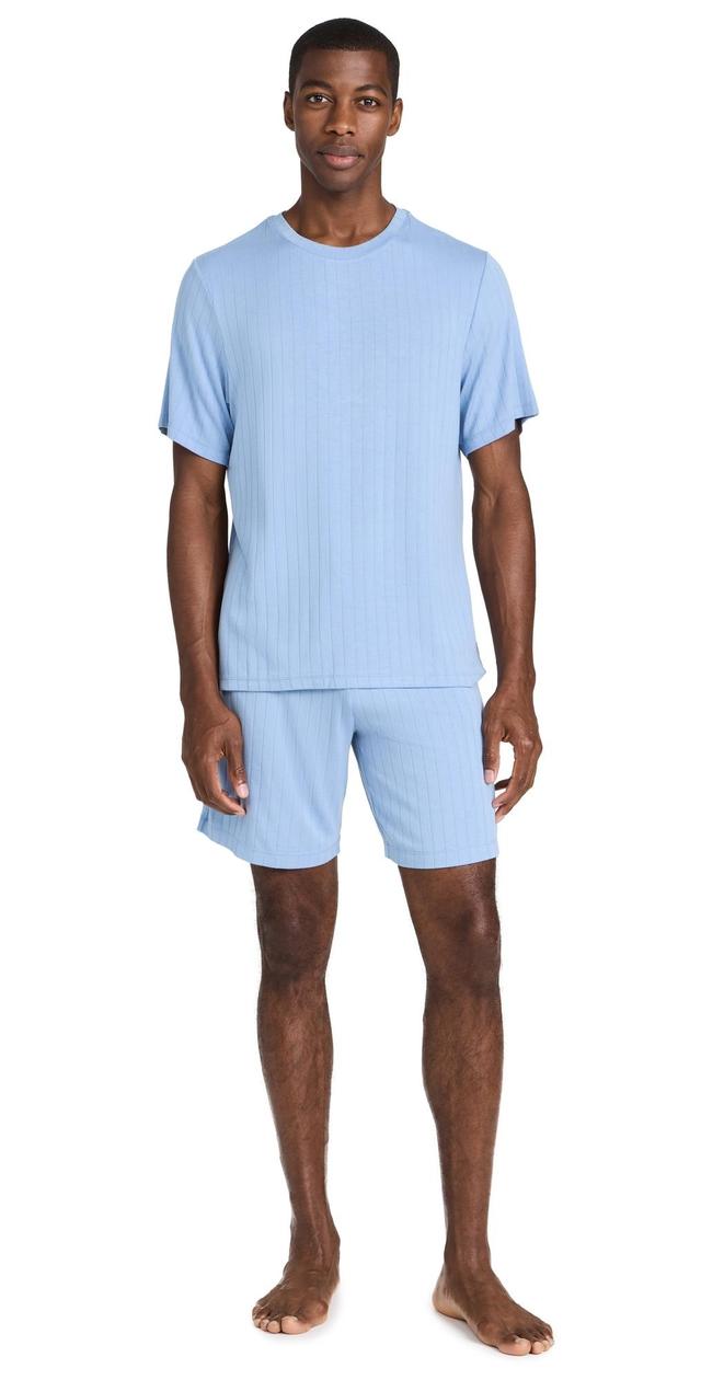 Eberjey Henry Rib Mens Shorts PJ Set Wedgewood Blue S Product Image