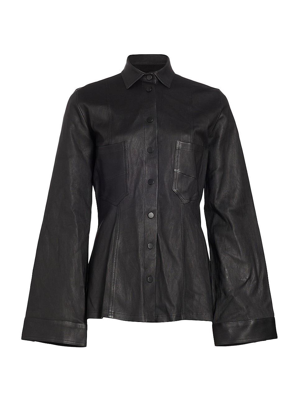 Womens Marina Snap-Front Leather Top Product Image