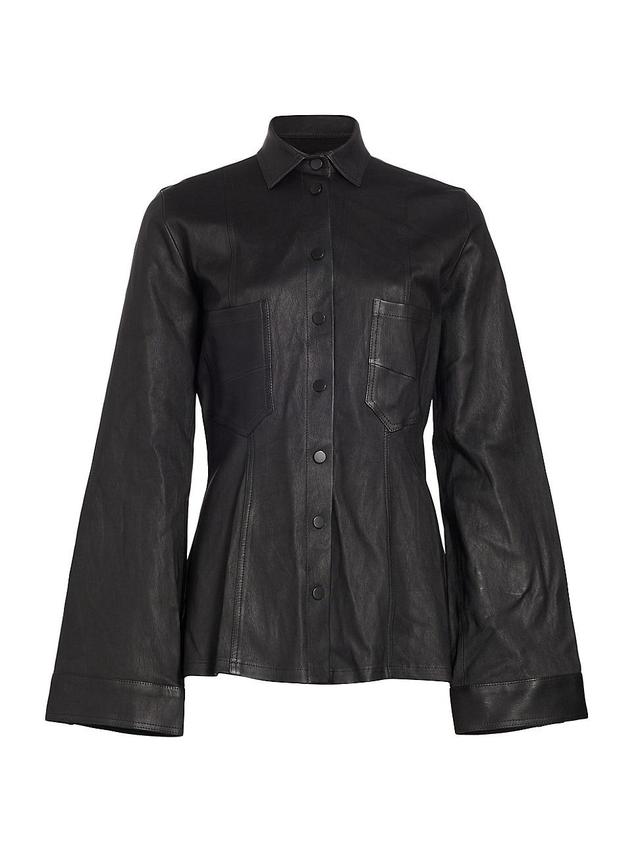 Womens Marina Snap-Front Leather Top Product Image