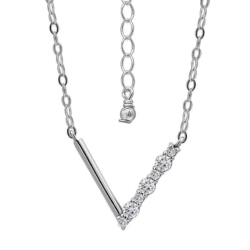 Aleure Precioso Sterling Silver Cubic Zirconia V Necklace, Womens Product Image