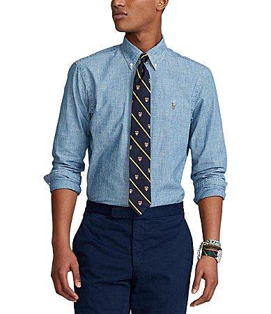 Polo Ralph Lauren Big  Tall Indigo Chambray Long Sleeve Woven Shirt Product Image