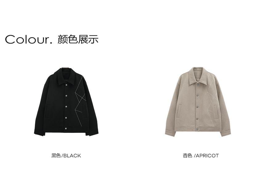 Contrast Stitched Button-Up Shirt Jacket Product Image