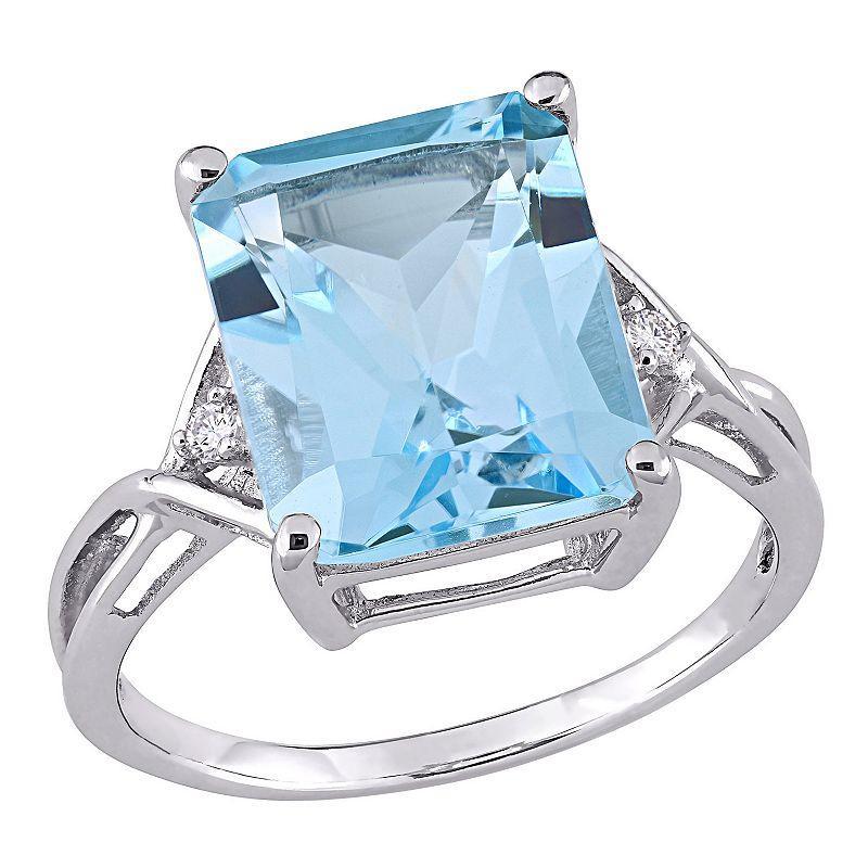 Stella Grace Sterling Silver Blue Topaz & White Topaz Cocktail Ring, Womens Product Image