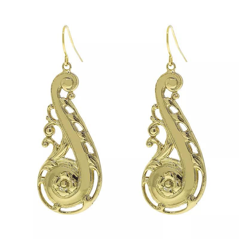 1928 Gold Tone Floral Filigree Swirl Drop Earrings, Womens Product Image