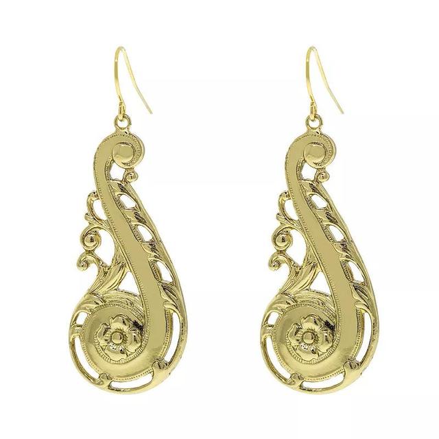 1928 Gold Tone Floral Filigree Swirl Drop Earrings, Womens Product Image