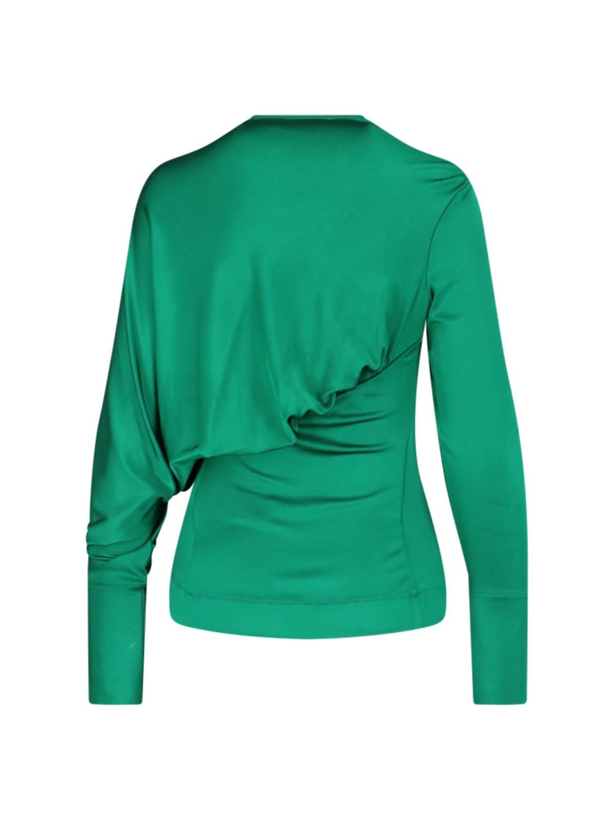 Draped Top In Green Product Image