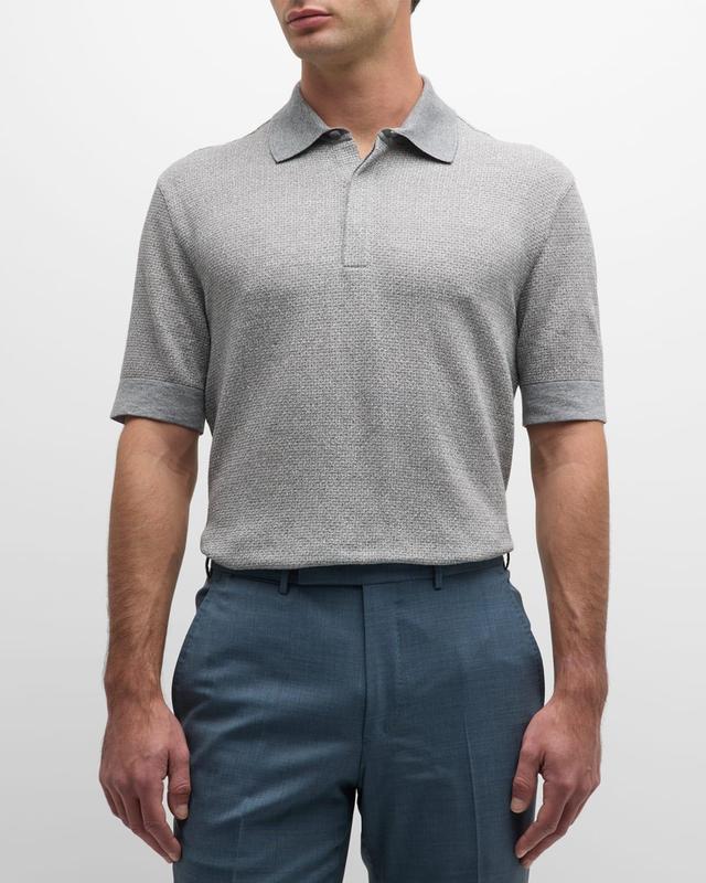 Mens Cotton-Linen Jacquard Polo Shirt Product Image