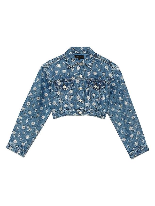 PURPLE BRAND Mono Bling Crop Denim Jacket Product Image