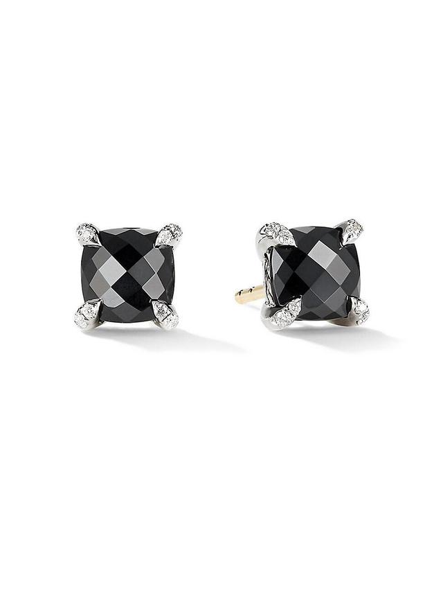 Womens Chtelaine Stud Earrings with Gemstone & Diamonds/9mm Product Image