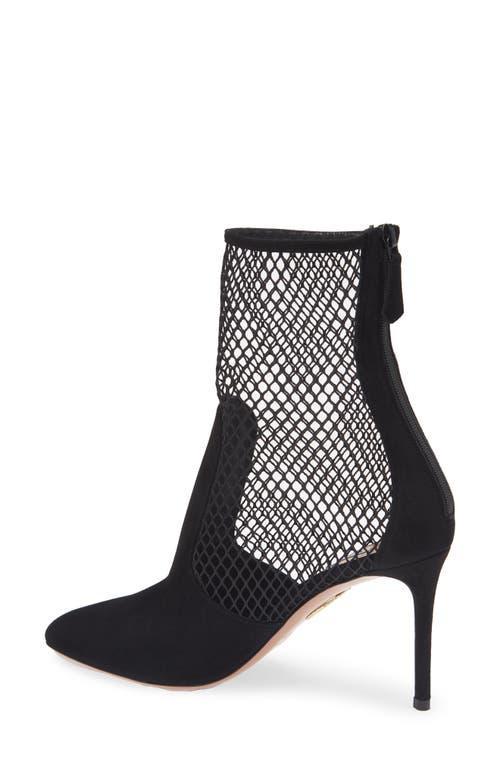 AQUAZZURA Brera Mesh Suede Stiletto Ankle Booties In Black Product Image