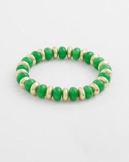 Green Beaded Stretch Bracelet Product Image