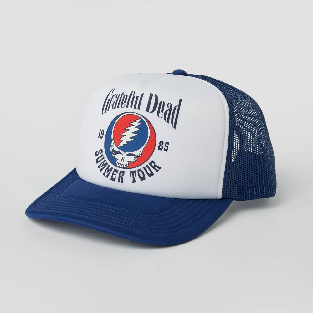 Mens Grateful Dead Polyester Trucker Baseball Hat - White/Navy Blue Product Image