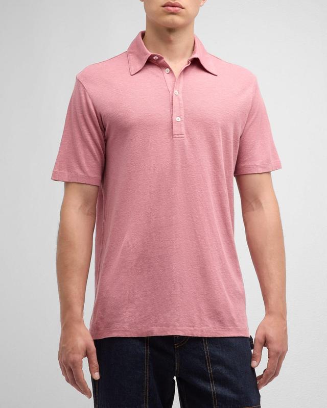 Mens Linen Polo Shirt Product Image