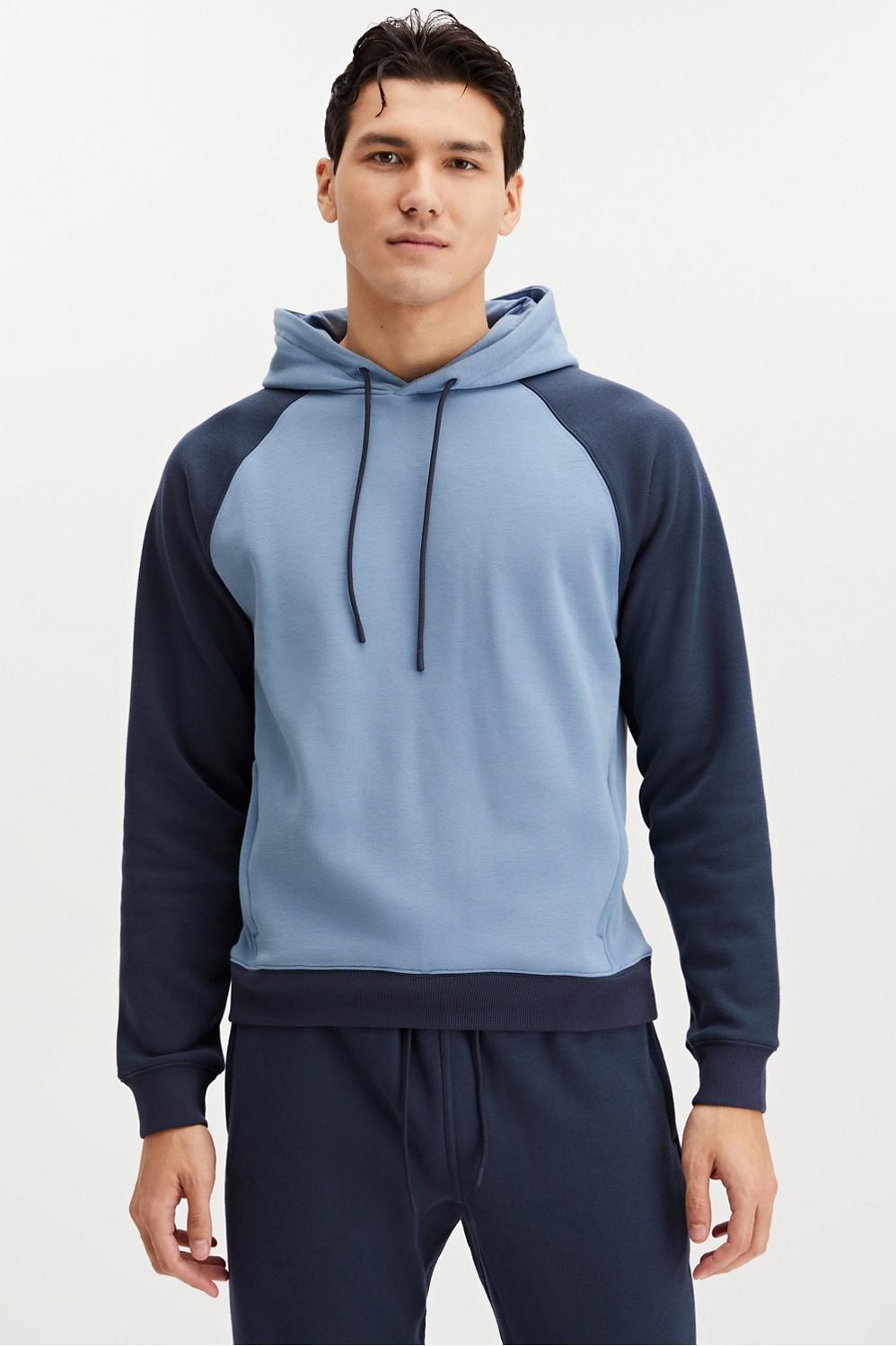 Fabletics Men The Go-To Hoodie male Stone Blue/Classic Navy Block Size XS Product Image