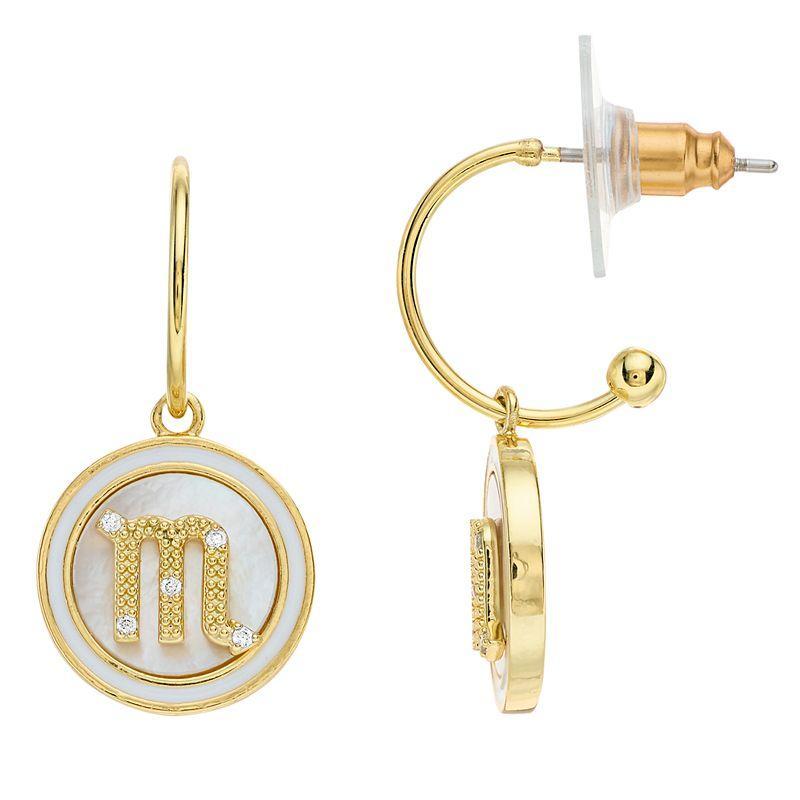 City Luxe Mother of Pearl Aquarius Drop Earrings, Womens, Gold Tone Scorpio Product Image