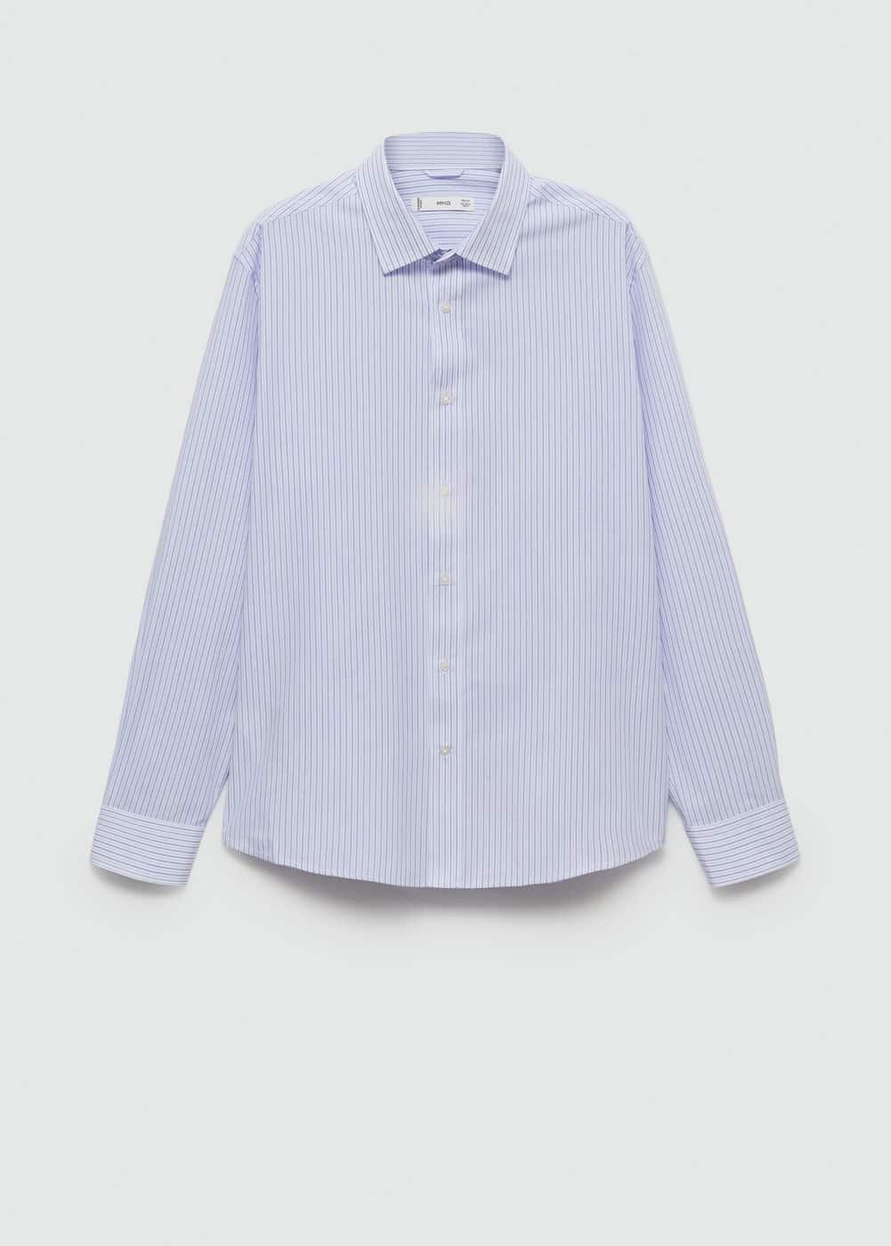 Regular-fit striped 100% cotton shirt - Men | MANGO USA Product Image