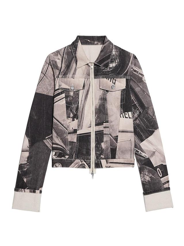 Mens Printed Zip-Up Trucker Jacket Product Image