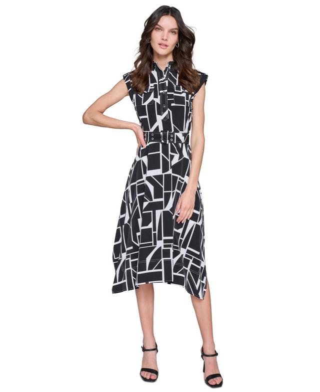 Women's Printed Handkerchief-Hem Midi Dress Product Image