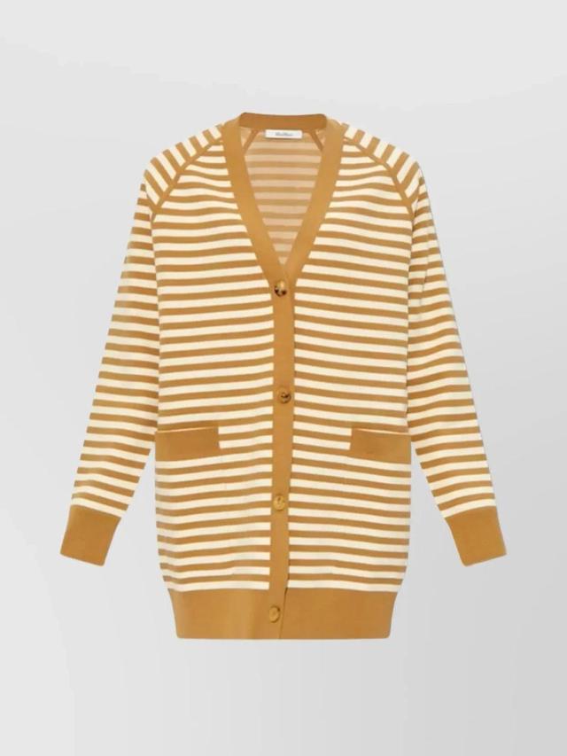 MAX MARA Striped Patterned V In Beige Product Image