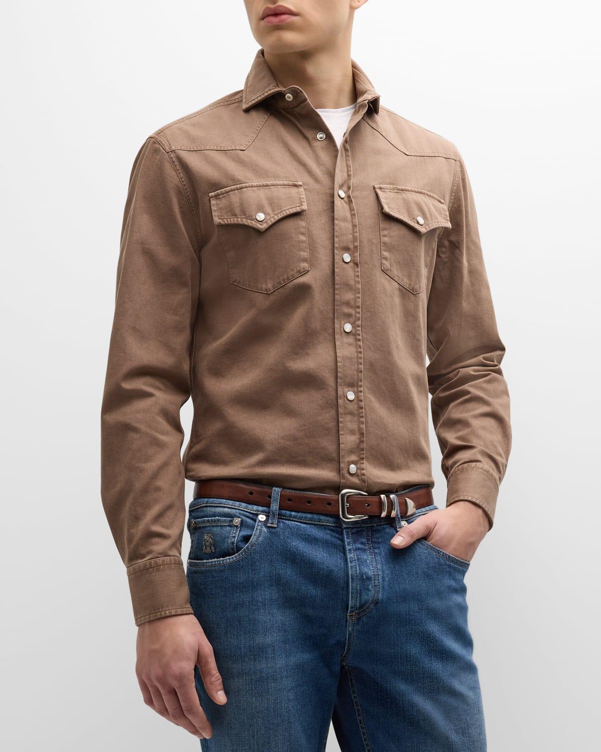 Mens Easy Fit Western Shirt In Lightweight Denim Product Image