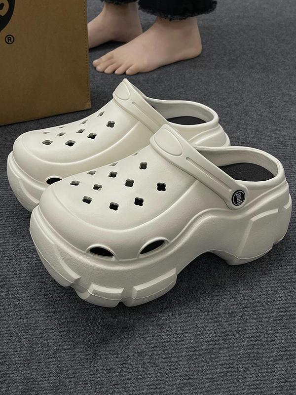 Hollow Round-Toe Crocs Platform Shoes Slider Sandals Product Image