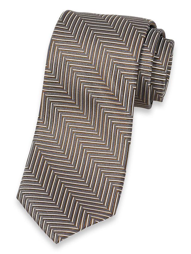 Herringbone Woven Silk Tie - Brown Multi Product Image