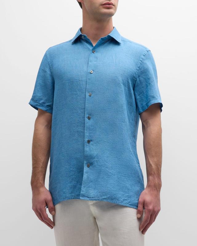 Mens Linen Chambray Short-Sleeve Shirt Product Image