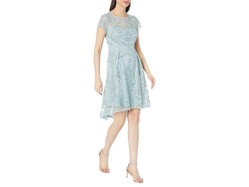 Adrianna Papell Sequin Embroidered Cocktail Dress (Icy Sage) Women's Dress Product Image